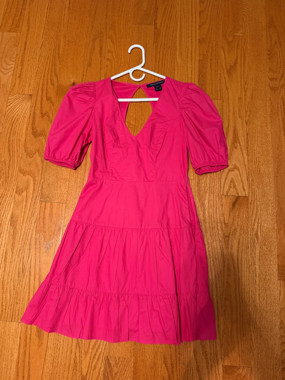 French Connection Hot Pink Dress with V-Neck